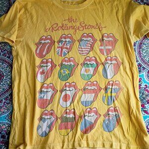 American Eagle Yellow Rolling Stones Tee Size Small